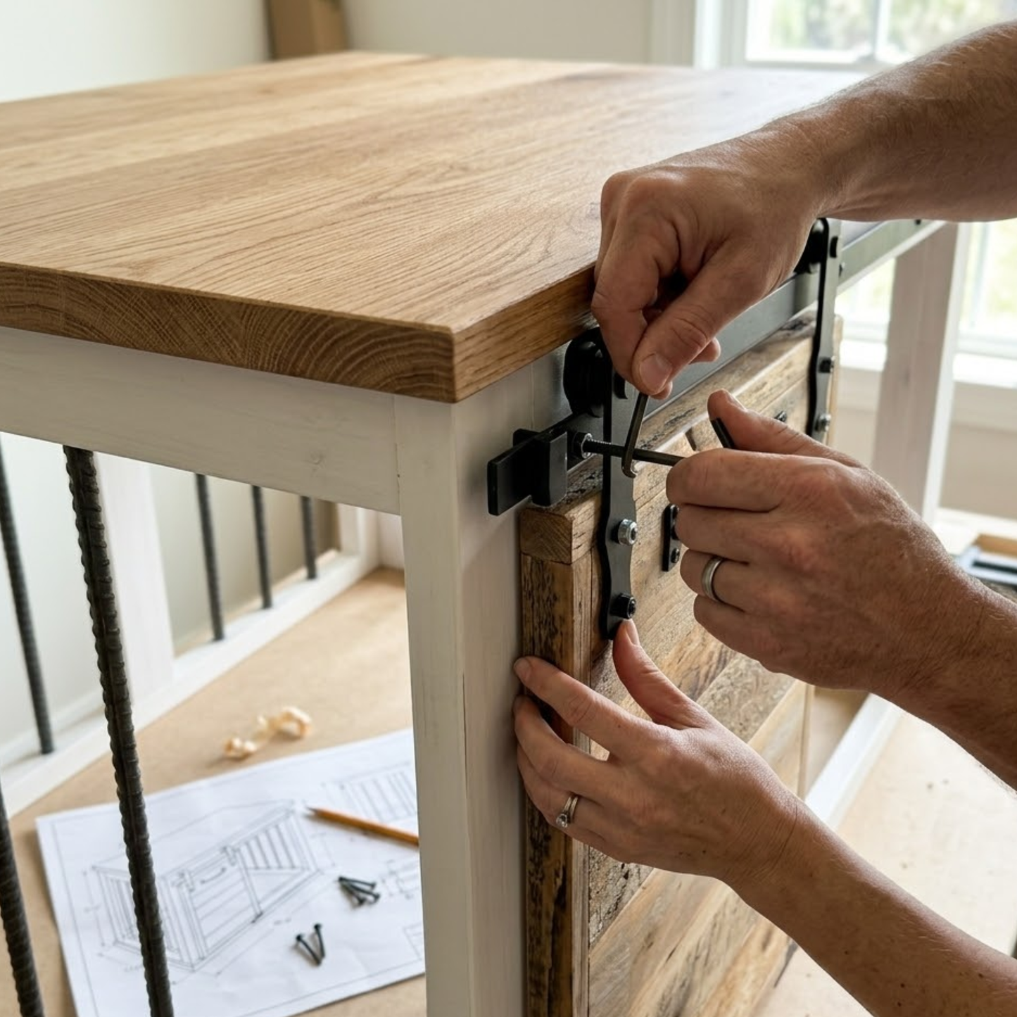 DIY Farmhouse Dog Crate with Sliding Barn Door Plans – Instant Digital Download