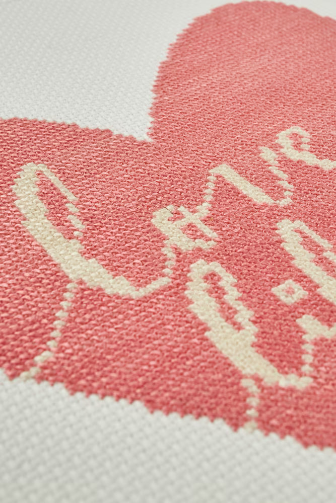Romantic Pink Heart Cross Stitch PDF Pattern Instant Download Cursive Text Motif Modern Embroidery DIY Craft File