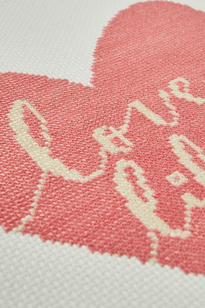 Romantic Pink Heart Cross Stitch PDF Pattern Instant Download Cursive Text Motif Modern Embroidery DIY Craft File