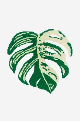 Variegated Monstera Leaf Cross Stitch Pattern Digital Download Plant Embroidery Instant DIY Craft Boho Botanical Decor File