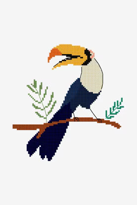 Tropical Toucan Cross Stitch PDF Pattern Instant Download Jungle Bird Pillow Embroidery Modern DIY Craft File