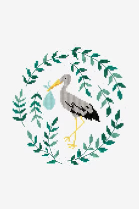 Stork Baby Delivery Cross Stitch Pattern Digital Download Boy Nursery Embroidery Instant DIY Craft File