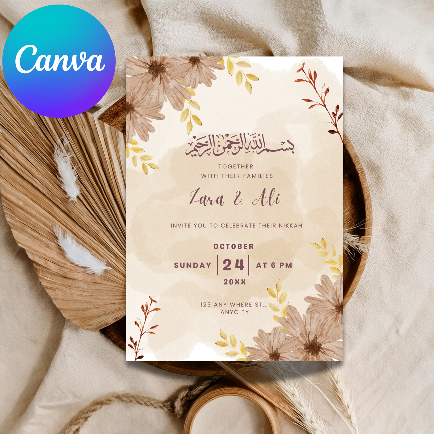 Elegant Floral Nikkah Invitation