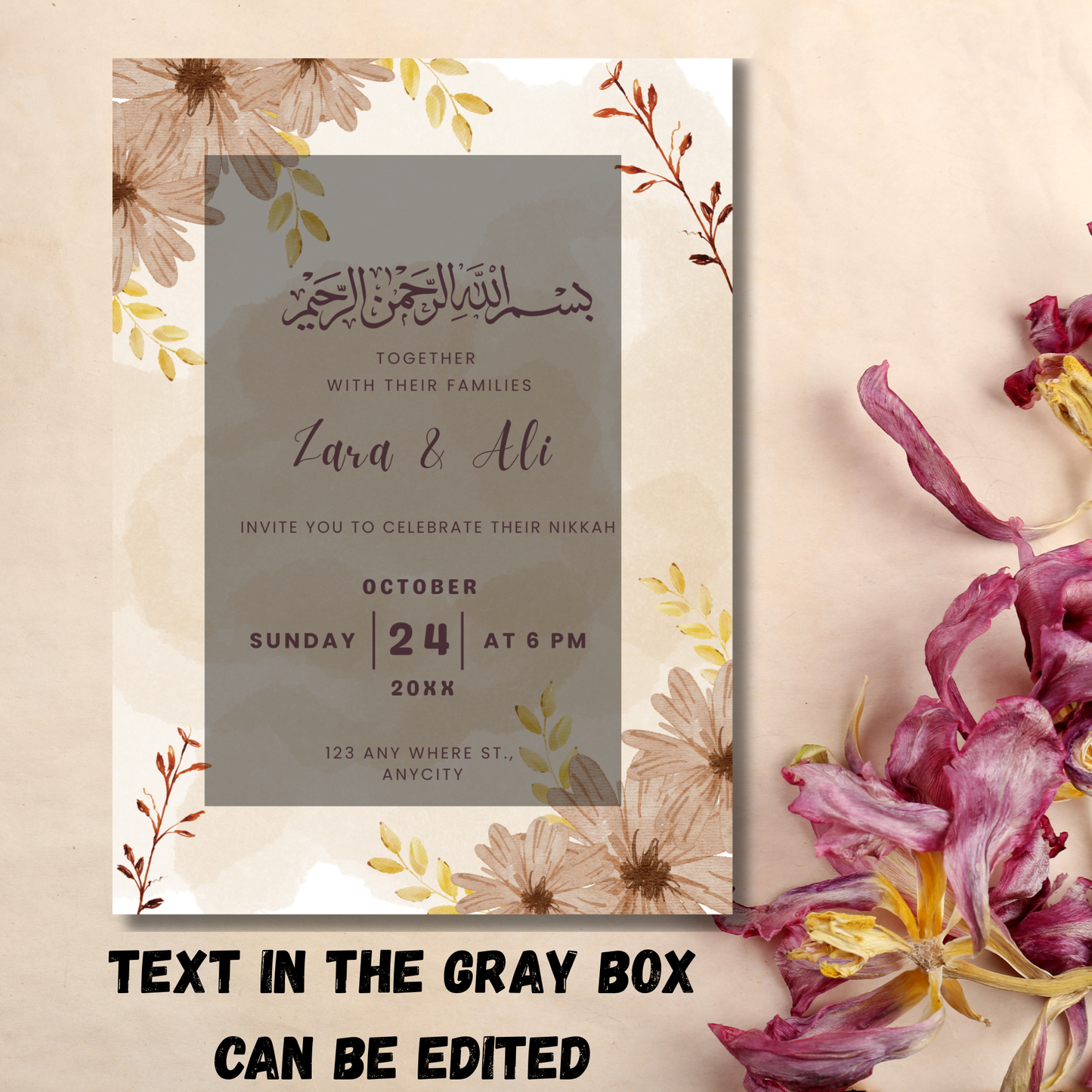 Elegant Floral Nikkah Invitation