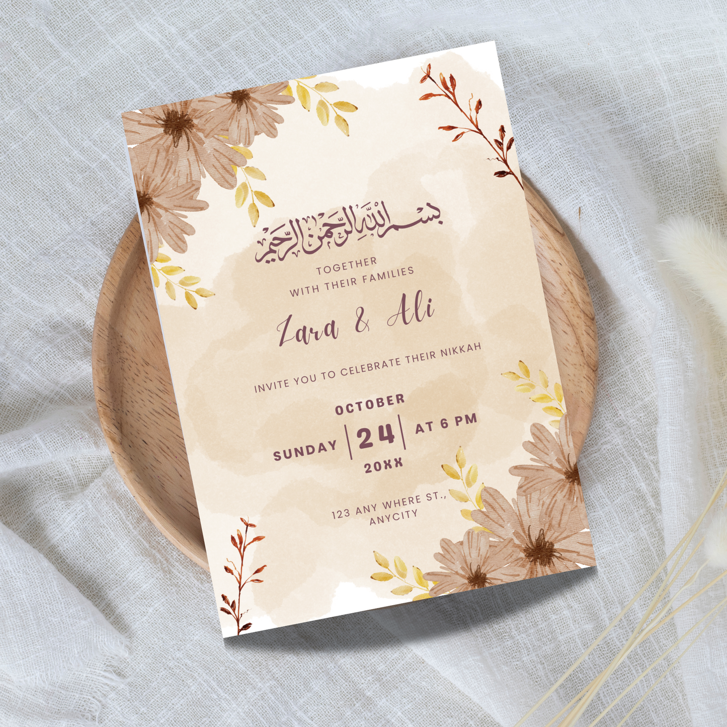 Elegant Floral Nikkah Invitation