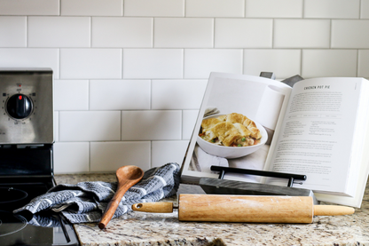 Handcrafted Wooden Cookbook Stand – Rustic Kitchen Recipe Holder