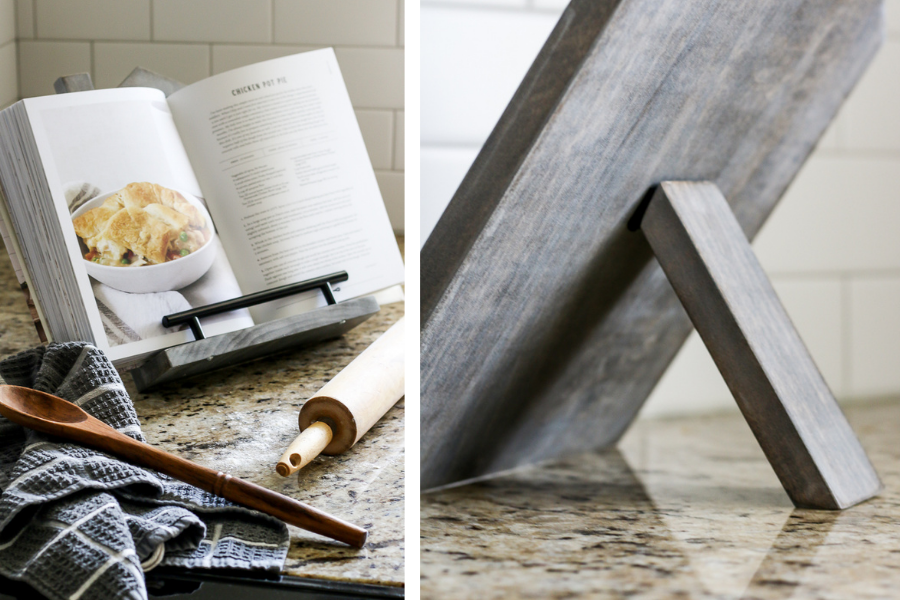 Handcrafted Wooden Cookbook Stand – Rustic Kitchen Recipe Holder