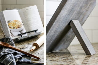 Handcrafted Wooden Cookbook Stand – Rustic Kitchen Recipe Holder