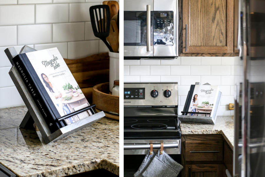 Handcrafted Wooden Cookbook Stand – Rustic Kitchen Recipe Holder