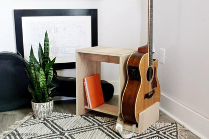 Handcrafted Wooden Guitar Stand & Side Table – Multi-Functional Music Studio Furniture