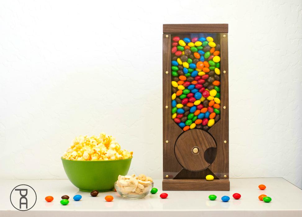 Handcrafted Wooden Candy Dispenser – Desktop Gumball Machine & Treat Station