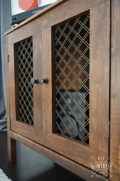 Handcrafted Rustic Wooden Record Player Console & Wine Storage Sideboard
