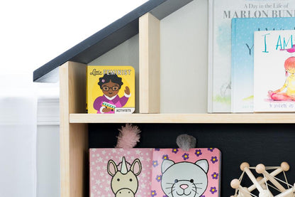 Handcrafted House-Shaped Wooden Bookcase & Dollhouse Storage