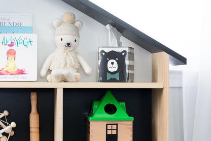 Handcrafted House-Shaped Wooden Bookcase & Dollhouse Storage