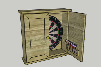 Handcrafted Wooden Dartboard Cabinet – Premium Wall-Mounted Game Storage