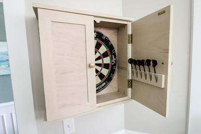 Handcrafted Wooden Dartboard Cabinet – Premium Wall-Mounted Game Storage