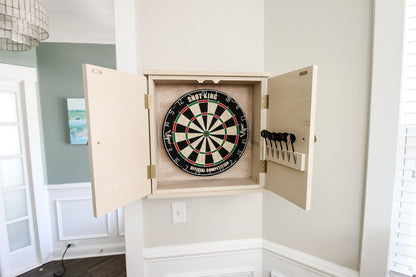 Handcrafted Wooden Dartboard Cabinet – Premium Wall-Mounted Game Storage