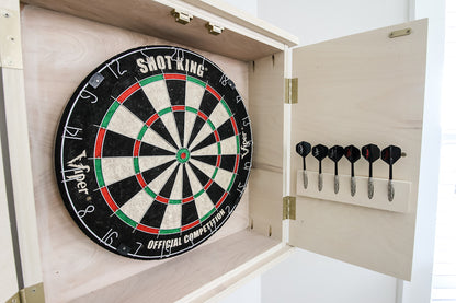 Handcrafted Wooden Dartboard Cabinet – Premium Wall-Mounted Game Storage