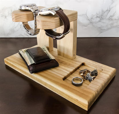 Handcrafted Wooden Men’s Valet Tray – Bedside EDC Organizer