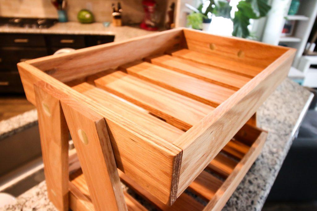 Handcrafted Two-Tier Wooden A-Frame Stand – Rustic Countertop Organizer