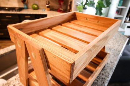 Handcrafted Two-Tier Wooden A-Frame Stand – Rustic Countertop Organizer