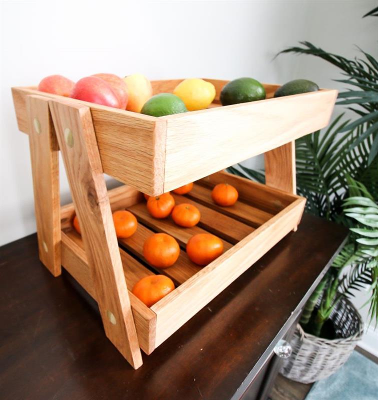 Handcrafted Two-Tier Wooden A-Frame Stand – Rustic Countertop Organizer