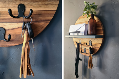 Handcrafted Round Wooden Key & Mail Organizer – Wall-Mounted Entryway Storage