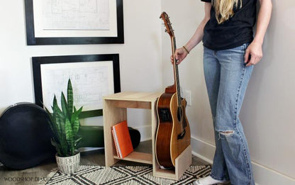 Handcrafted Wooden Guitar Stand & Side Table – Multi-Functional Music Studio Furniture