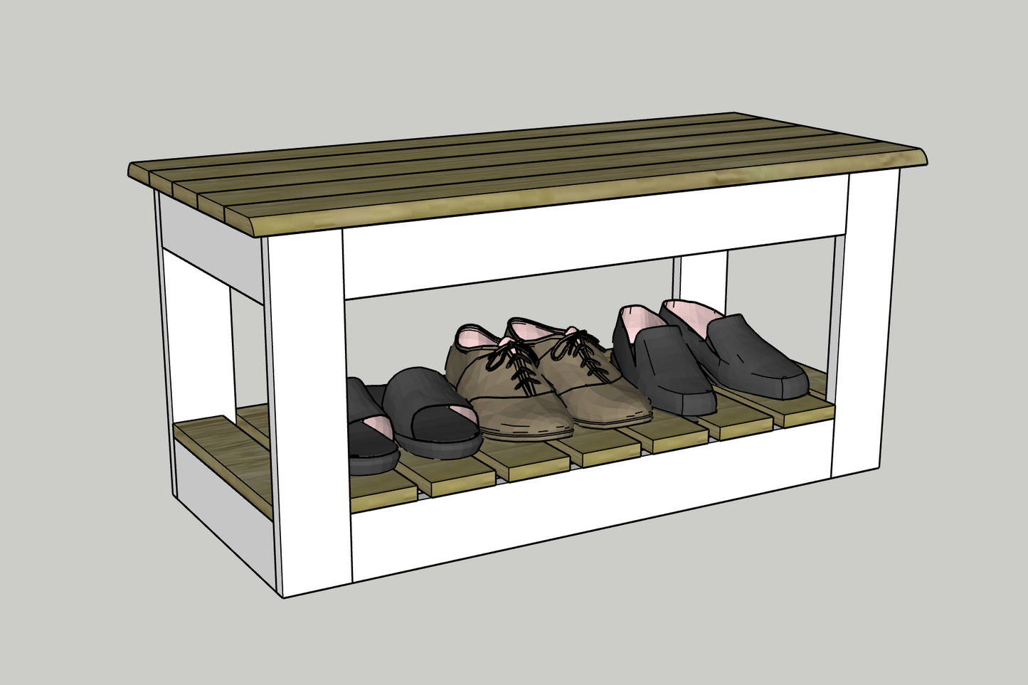 Handcrafted Two-Tone Farmhouse Entryway Bench with Shoe Storage