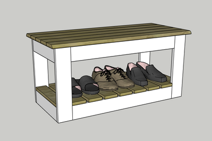 Handcrafted Two-Tone Farmhouse Entryway Bench with Shoe Storage