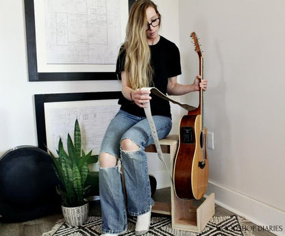 Handcrafted Wooden Guitar Stand & Side Table – Multi-Functional Music Studio Furniture