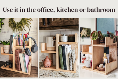 Handcrafted Wooden Countertop Organizer – Kitchen Shelf for Cookbooks & Decor