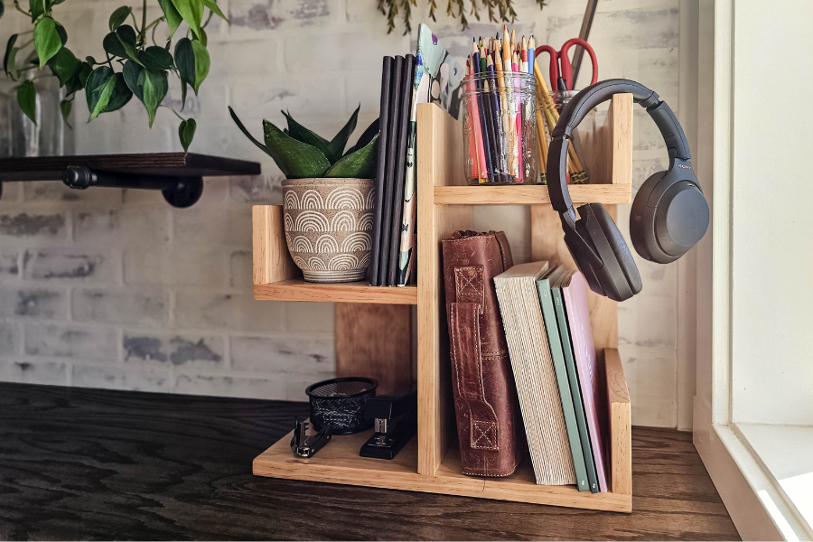 Handcrafted Wooden Countertop Organizer – Kitchen Shelf for Cookbooks & Decor