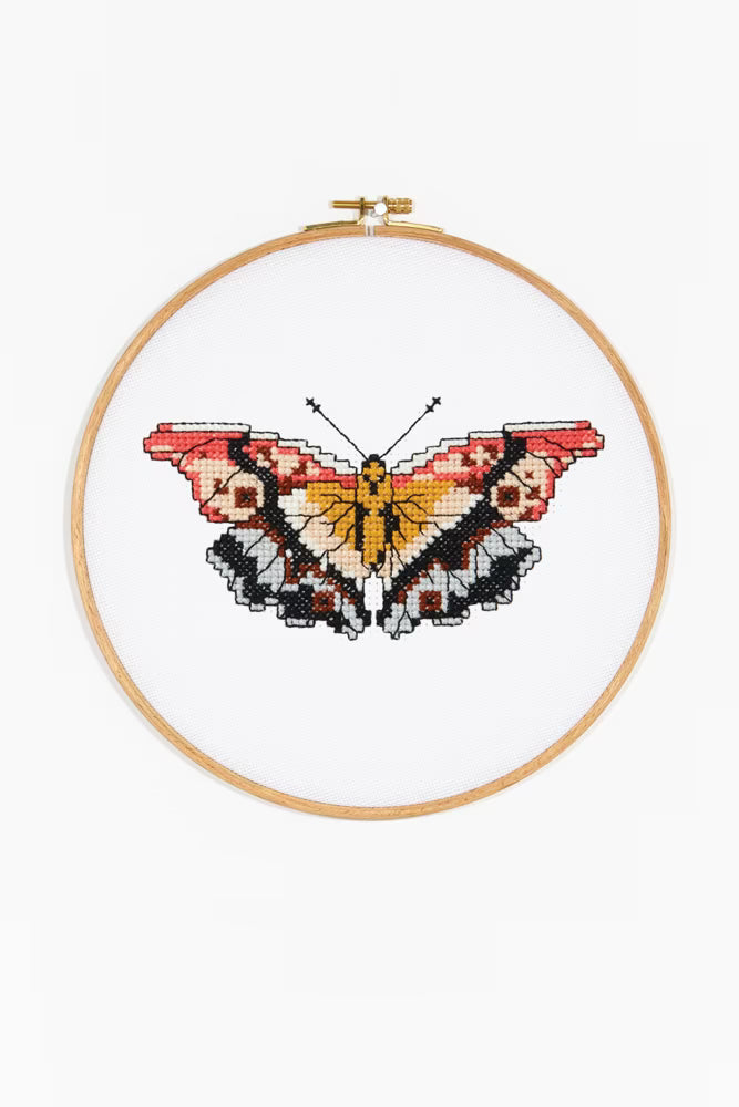 Vibrant Monarch Butterfly Cross Stitch Kit – Complete DIY Embroidery Set