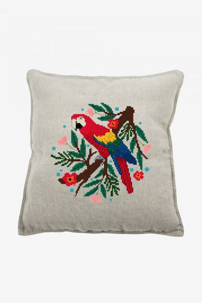 Vibrant Red Macaw Cross Stitch Pattern Digital Download Tropical Bird Embroidery Hoop Art Instant DIY Craft Modern Jungle Decor