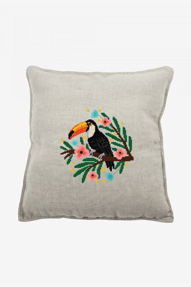 Modern Tropical Bird Cross Stitch Digital File Toucan Floral DIY Needlepoint Instant Download Jungle Hoop Art Pattern