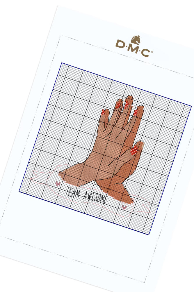 High Five Cross Stitch PDF Pattern Instant Download "Team Awesome" Quote Pillow Embroidery Modern DIY Craft File Motivation