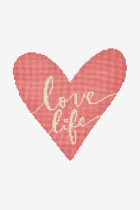 Romantic Pink Heart Cross Stitch PDF Pattern Instant Download Cursive Text Motif Modern Embroidery DIY Craft File