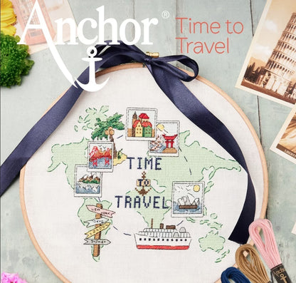 Time To Travel World Map Cross Stitch Pattern Digital Download Global Landmark Embroidery Instant DIY Craft Vacation Memory Hoop Art