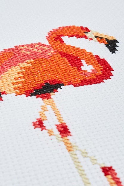 odern Tropical Bird Cross Stitch Digital File Pink Flamingo DIY Needlepoint Pattern Instant Download Summer Art Craft