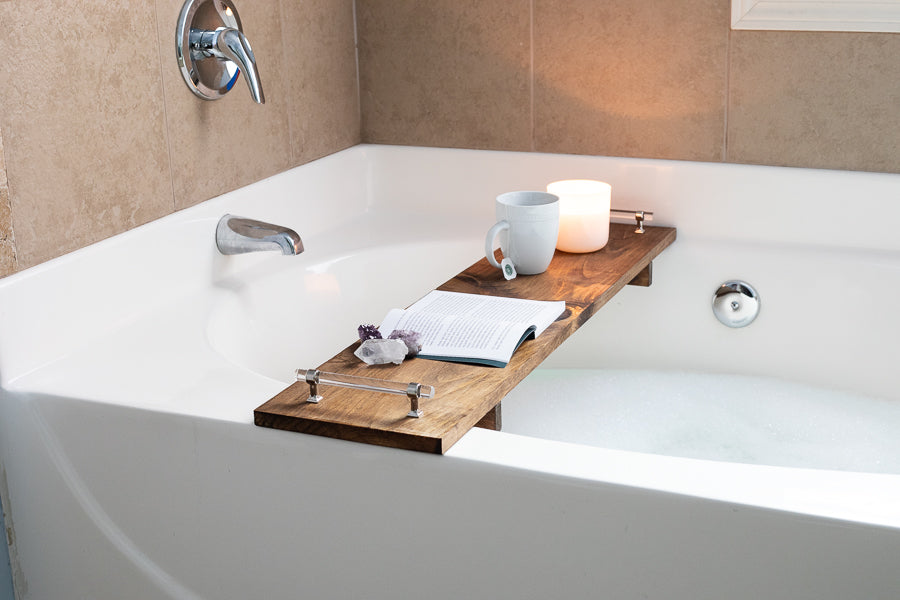 Handcrafted Wooden Bathtub Caddy Tray – Luxury Spa Home Essentials