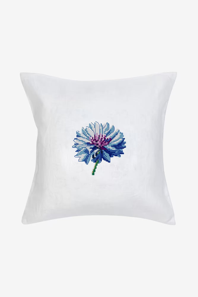Modern Botanical Cross Stitch Digital File Blue Blossom DIY Needlepoint Instant Download Floral Hoop Art Craft Pattern for Beginners