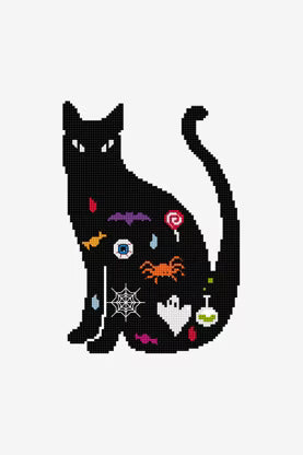 Halloween Cat Silhouette PDF Pattern Instant Download Ghost Spider Motif Hoop Art Modern Spooky Embroidery DIY Craft File