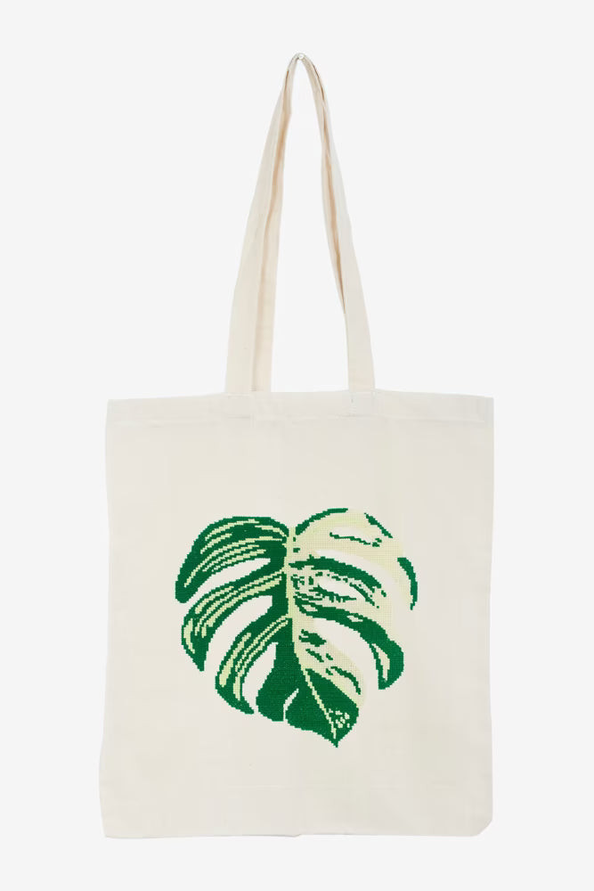 Variegated Monstera Leaf Cross Stitch Pattern Digital Download Plant Embroidery Instant DIY Craft Boho Botanical Decor File