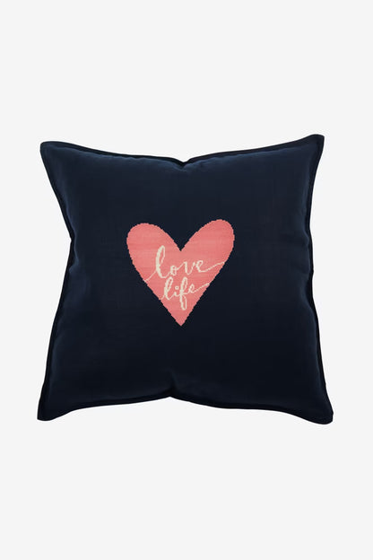 Romantic Pink Heart Cross Stitch PDF Pattern Instant Download Cursive Text Motif Modern Embroidery DIY Craft File