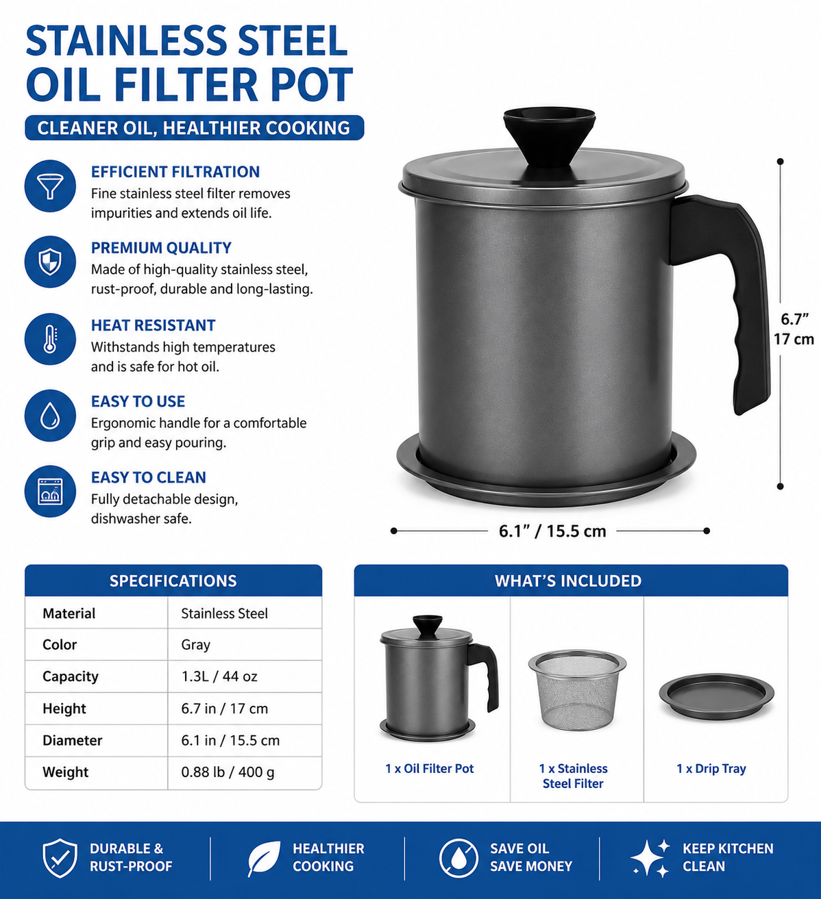 Stainless Steel Oil Filter Pot