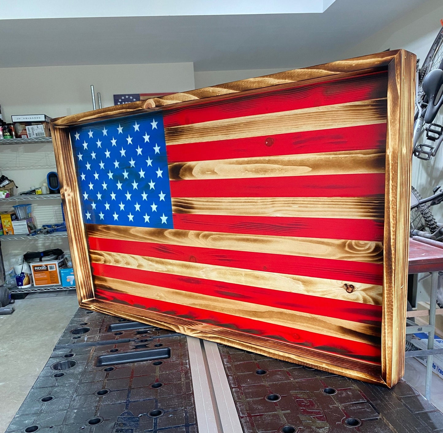 Handcrafted Rustic American Flag Wall Art – Heirloom-Quality Burnt Wood Decor