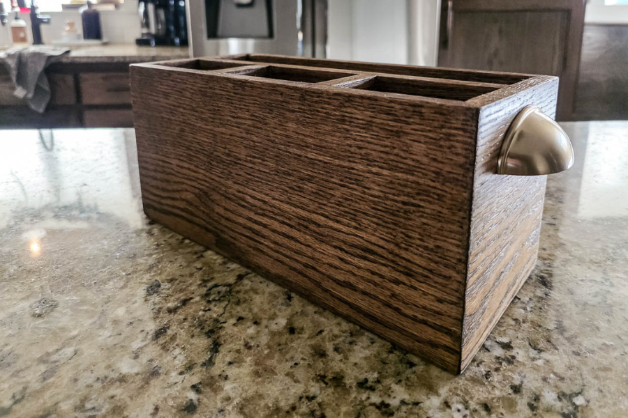 Handcrafted Rustic Wooden Utensil & Paper Plate Caddy – Kitchen Organization