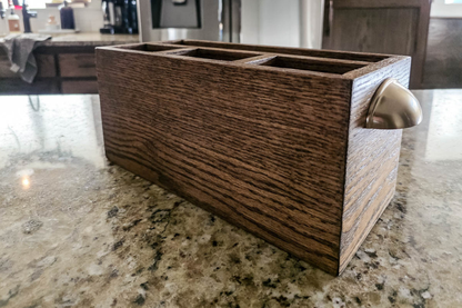 Handcrafted Rustic Wooden Utensil & Paper Plate Caddy – Kitchen Organization