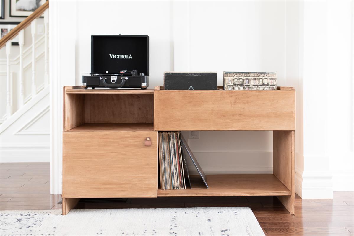 Modern Minimalist Wooden Vinyl Record Console & Turntable Stand